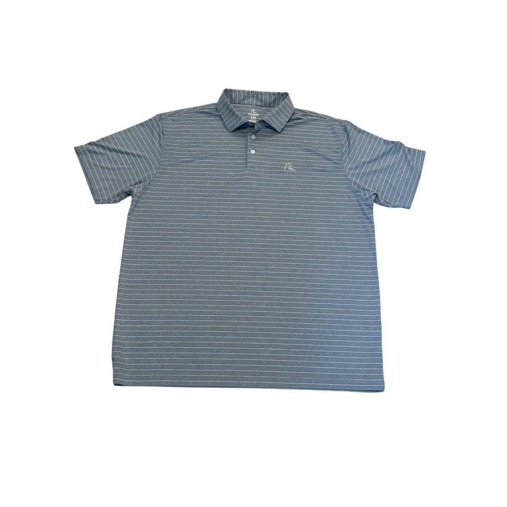Rhoback Mens XXL Blue White Striped Performance Golf Polo Shirt Short Sleeve